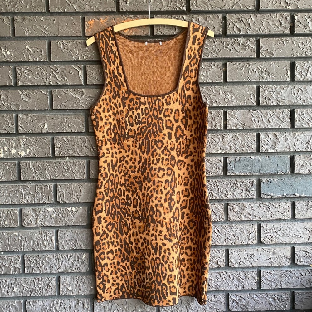 Vtg GUESS Leopard Dress Lrg